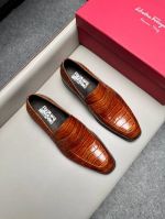 Ferragamo Brown calfskin Leather Shoes-Ferragamo Man Business Leather Shoes